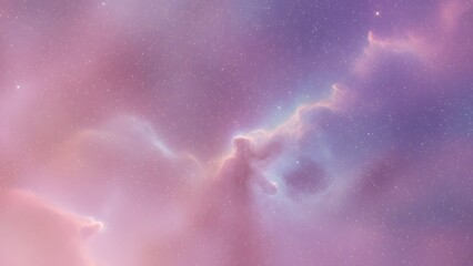 Cosmic nebula with swirling pink and purple clouds against a starry background