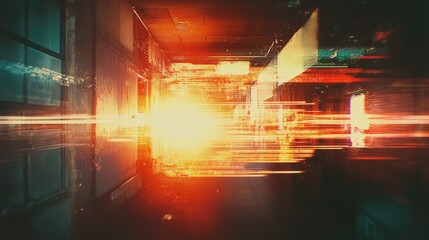 Abstract digital tunnel creating a passage of light and energy, symbolizing fast data flow, futuristic connectivity, and a high speed technological experience