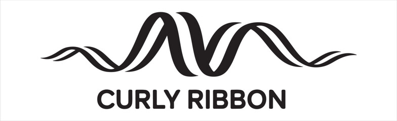 Abstract Elegant Black Curly Ribbon Wave Logo Vector