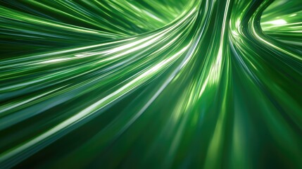 Green glowing speed lines creating an abstract and futuristic data stream, representing fast global connectivity, digital information pathways, and high tech communication networks
