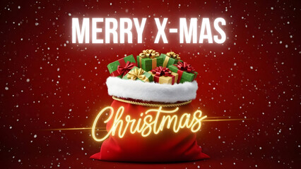 A vibrant Christmas gift sack, brimming with festive presents, brings holiday cheer and wonder, AIzaSyDs5wLE__6boy3eIDXcw0Tu8nh2azBYGjo, celebrating the season with joyful anticipation