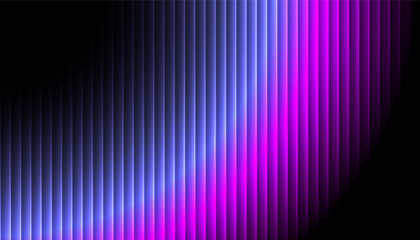 Fototapeta premium Ripple gradient glass background, vertical neon glow dark ribbed fractal texture in deep blue and violet cinematic sharp distortion texture, futuristic cover template mockup - vector