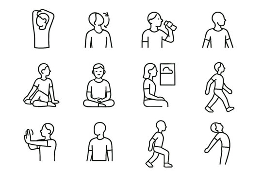 Sip seated twist window moment eye vector icon healthy roll screen wrist