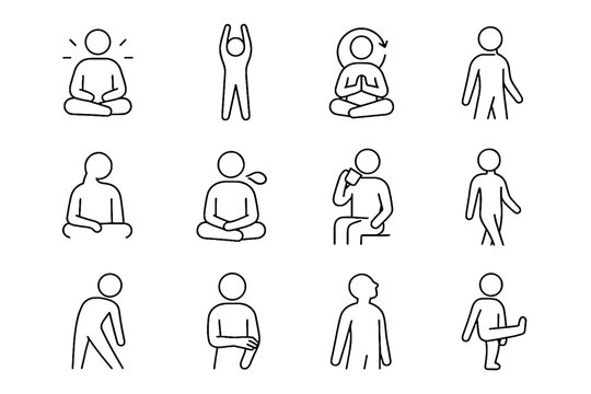 Stretch healthy break back gentle ease tilt reset icon vector energy breath