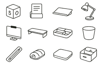 Vector drawer functional monitor cushion desk cord privacy icons case holder icon