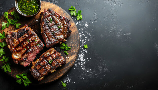 Asado parrillada Argentina overhead flat lay grilled meats