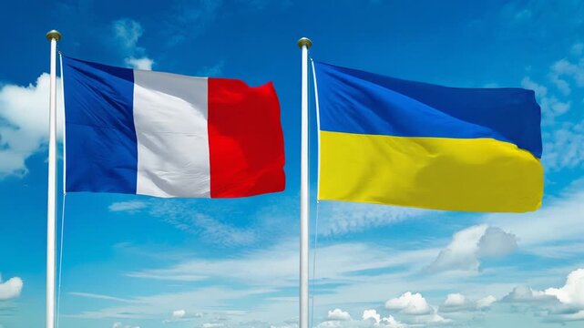 フランスの国旗とウクライナの国旗(France flag flag & ukraine flag.)
