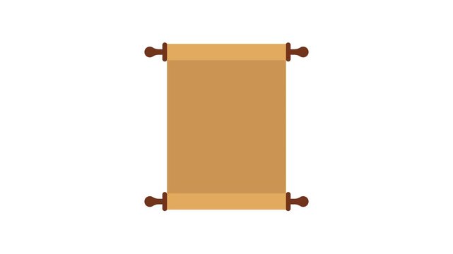 Animated blank paper scroll unrolling on green screen background, ready for text or design
