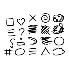 Abstract hand drawn icons and scribbles for modern illustration