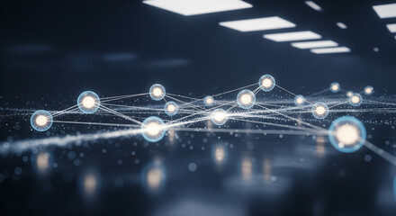 Digital Connectivity: A stunning visualization of a digital network, with interconnected nodes emitting a soft glow, symbolizing the intricate web of information and communication.