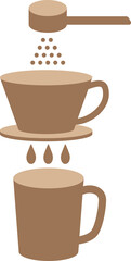 シンプルなハンドドリップコーヒーのイラスト　ブラウン