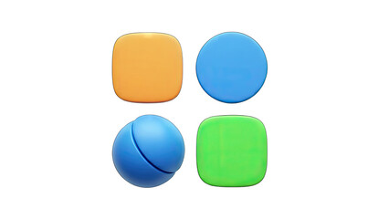 Colorful 3D Shapes on White Background