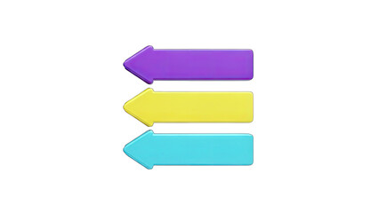 Colorful Arrows Pointing Left on White Background