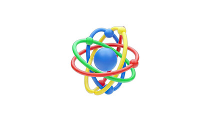 Colorful Atom Model Isolated on White Background