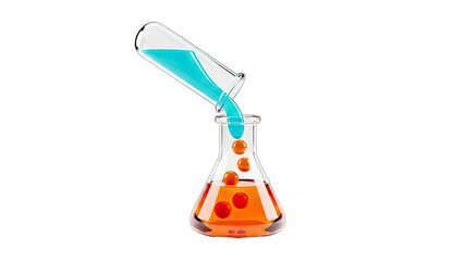 Chemical Reaction: Liquid Pouring into Flask - Science Concept