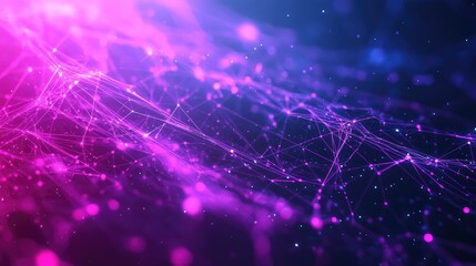 Abstract technology background showing connected lines and dots creating a futuristic digital network, representing data flow, global communication, and innovative scientific concepts