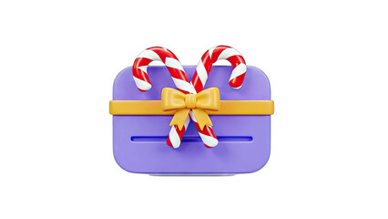 Christmas Gift Box with Candy Canes and Bow