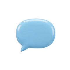 Pale blue speech bubble icon representing conversation communication and messaging with a smooth rounded shape and pointed tail transparent background