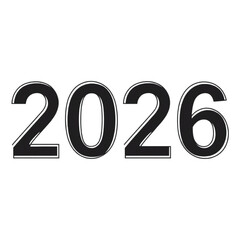 2D Number 2026 vector