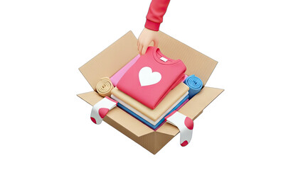 Clothes Donation: Hand Placing Items in Box
