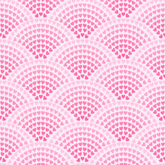 pink hearts on pink background seamless pattern. Texture for fabric, wrapping, wallpaper. Decorative print.