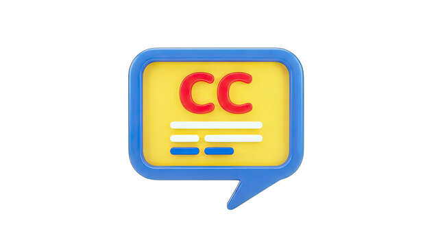 Closed Captions Icon in Speech Bubble - 3D Render