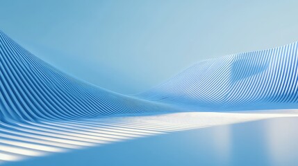 Abstract blue rippled waves creating a dynamic flowing pattern, representing concepts of technology, data, innovation, and modern design in a minimalistic light blue environment