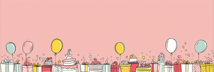 Colourful Birthday Balloons Celebration Background With Space