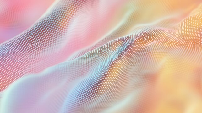 Digital abstract surface illustrating data flow and complex network connections with soft pastel gradient colors creating a modern technology background for innovation and communication concepts