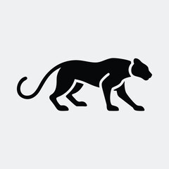 Obraz premium Elegant black panther walking wildlife animal minimalist style silhouette vector illustration