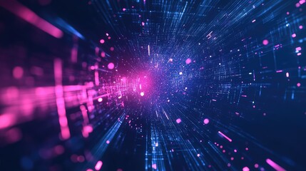 Fototapeta premium Abstract network tunnel illustrating fast data transfer and connection in a futuristic digital environment, representing big data and technology integration