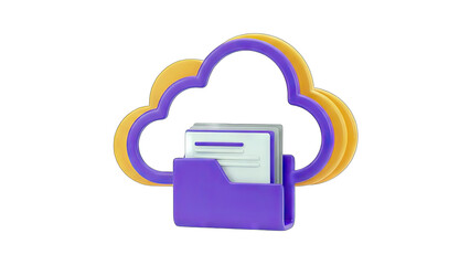 Cloud Storage Icon with Folder and Documents