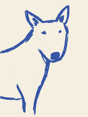 Bull terrier dog portrait minimal doodle vector illustration