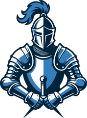 Vector illustration of a medieval knight warrior with sword
