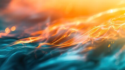 Intertwining light trails and soft gradients suggesting flowing data, energy transfer and dynamic connections across vibrant digital networks in a modern, futuristic design background