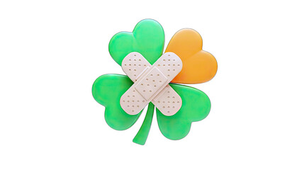 Clover with Bandage: Healing Luck Concept