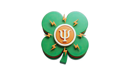 Clover with Psychology Symbol and Lightning - Concept