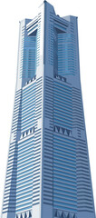 Yokohama Landmark Tower Vector Illustration, Tall Modern Skyscraper And Iconic Urban Architecture In Japan