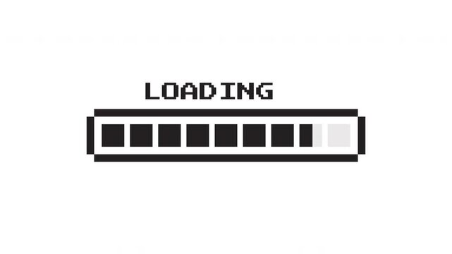 Segmented loading progress animation with block style indicators and loading label for modern UI feedback