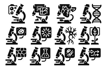 Virus study vector microscope material mapping ar view dna model icons icon