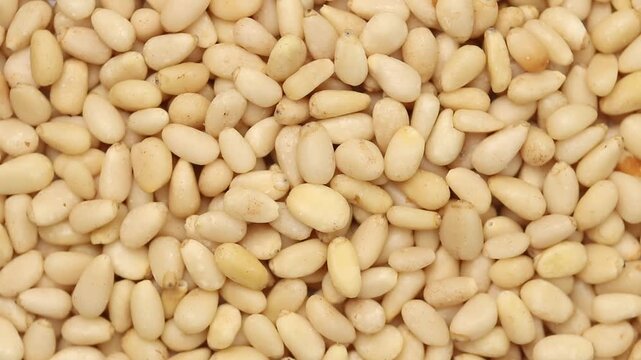Top view of a rotating pile of pine nuts, Looping motion