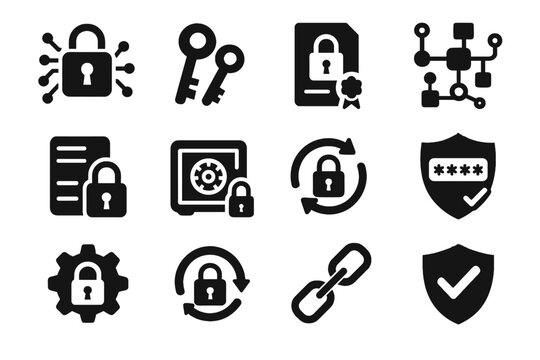 Algorithm badge icon vector security gear icons verification data symbol emblem password