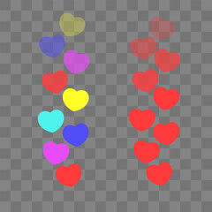 Flying red hearts. Blogging. Stream. Likes online. Social media concept. Vector illustration