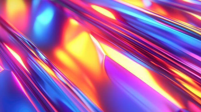 Abstract metallic surface creating a fluid background with mesmerizing chromatic reflections and an energetic, futuristic aesthetic, blending holographic hues of blue, pink, and yellow - Powered by Adobe