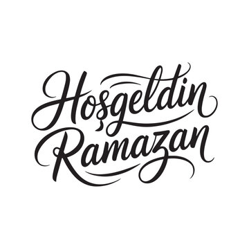 Decorative Hoşgeldin Ramazan Calligraphy Vector - Turkish Welcome Ramadan Greeting Design