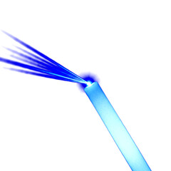 Closeup of blue plastic bottle and cotton swabs isolated on white medical equipment