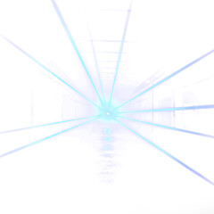 Futuristic blue technology background with abstract 3D line tunnel design for a business or architectural concept banner