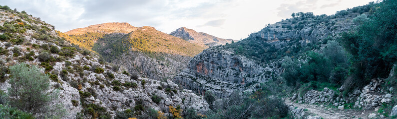 Panoramic to the mountains in La Vall de laguar, Comunidad Valenciana (Spain)