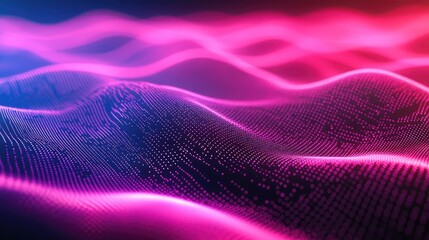 Abstract digital surface presenting a glowing wave formation of interconnected data points, visualizing vast information flow, future technology, and global network connections