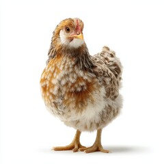 Charming Chabo Chicken: A Cute Japanese Bantam with Curiosity, Standing Proudly Against a White Backdrop